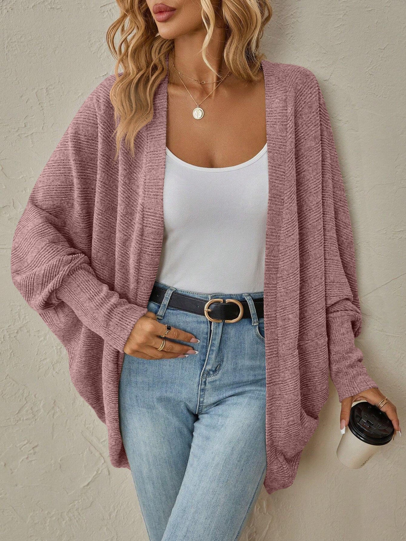 Open Front Batwing Sleeve Cardigan