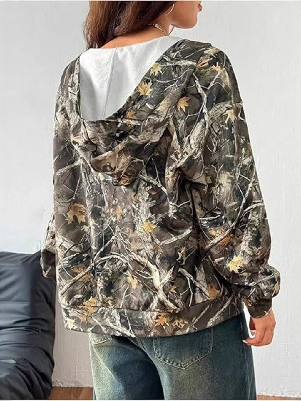 VINTAGE MOSSY OAK PRINTED ZIP UP HOODIE
