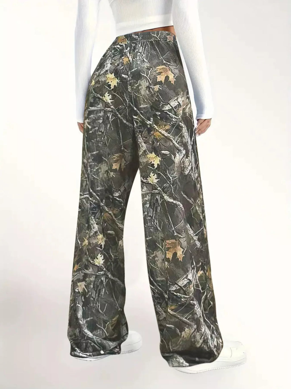 RELAXED FIT CAMO PRINT DRAWSTRING WAIST PANTS Pants