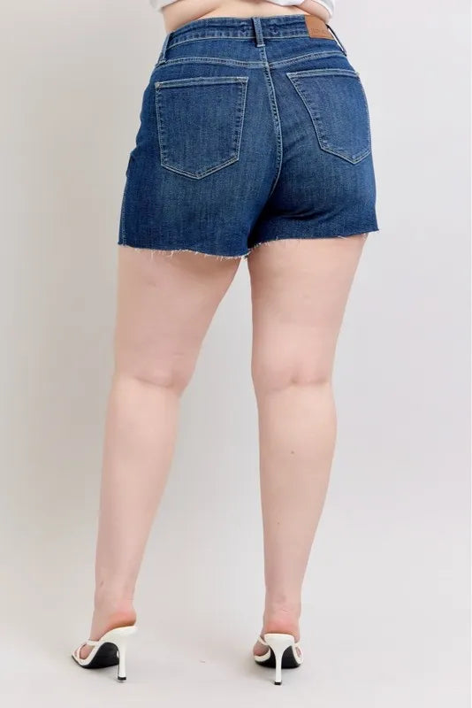 Judy Blue Plus Size High Waist Criss-Cross Waistband Denim Shorts