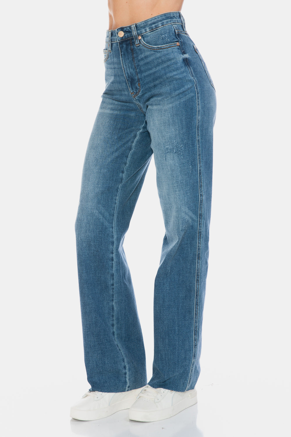 Judy Blue Tummy Control Cut Raw Hem Straight Jeans