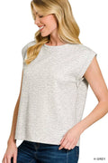 ZENANA SCUBA ROUND NECK CAP SLEEVE TOP TOP