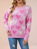 HEART PATTERN BEADED ROUND NECK SWEATER Sweaters