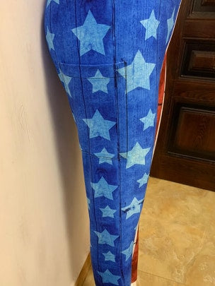 STARS AND STRIPES LEGGINGS WITH POCKETS