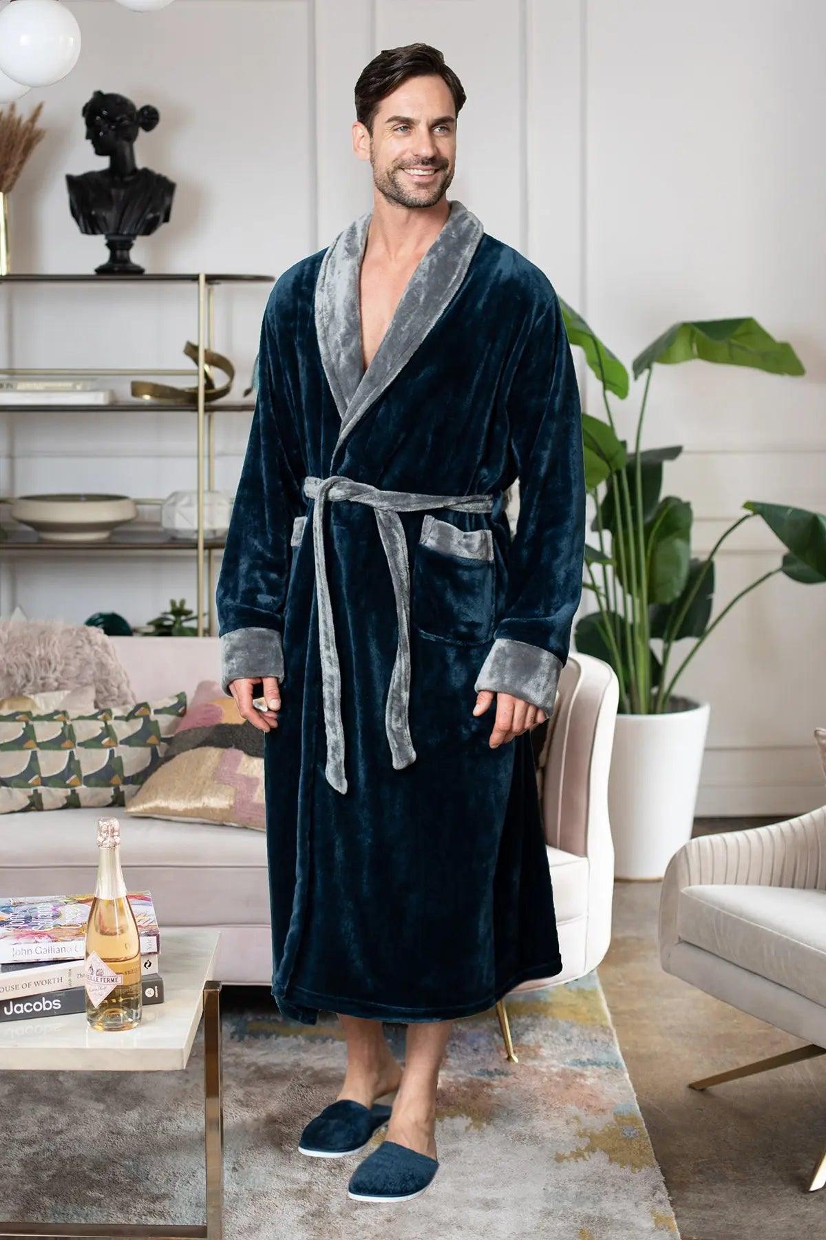 Men's Shawl Collar Fleece Robe