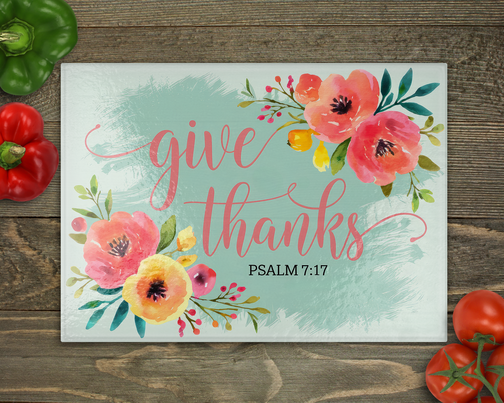 Give Thanks Glass Cutting Board cutting board