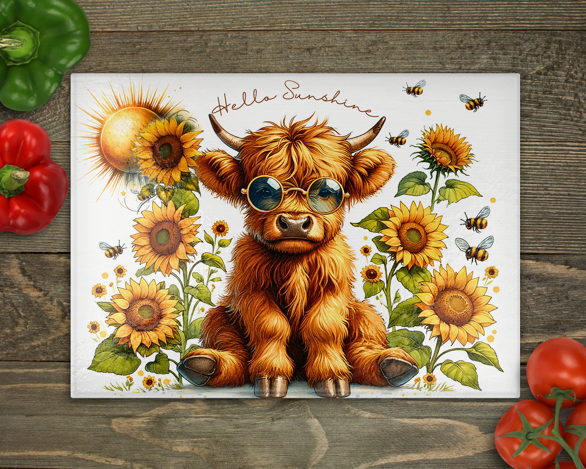 Hello Sunshine Glass Cutting Board cutting board