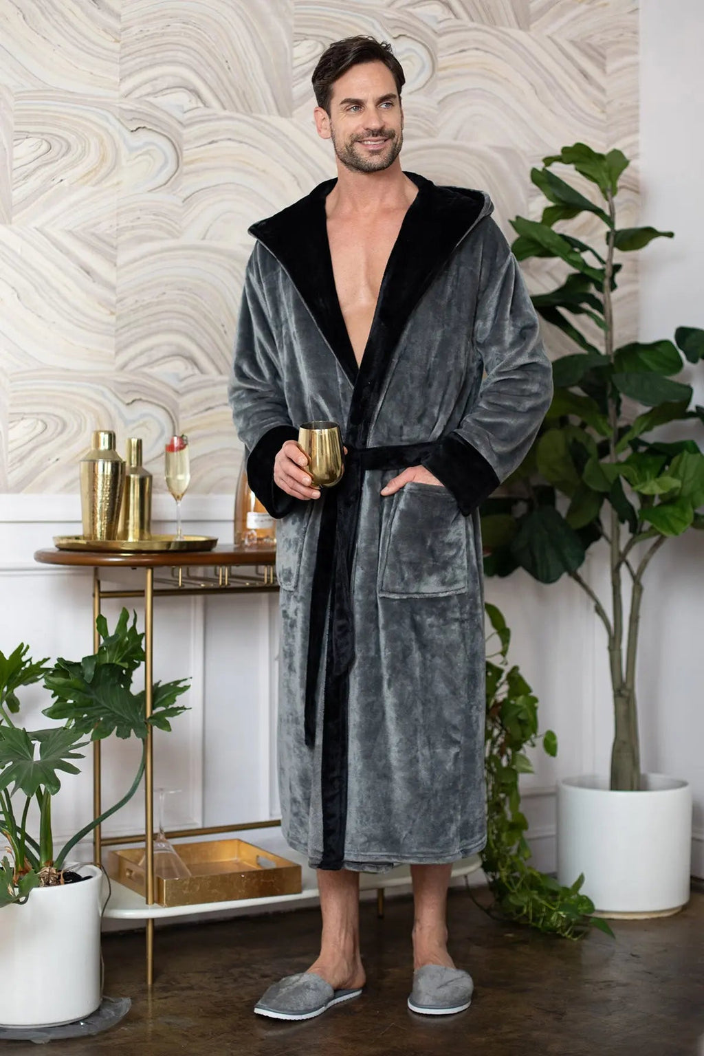 Men's Hooded Plush Robe