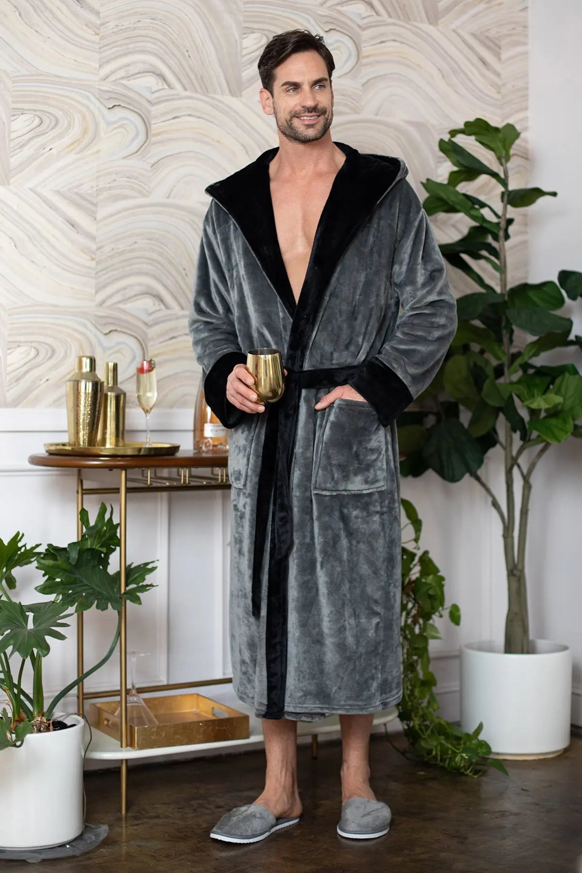 Men's Hooded Plush Robe