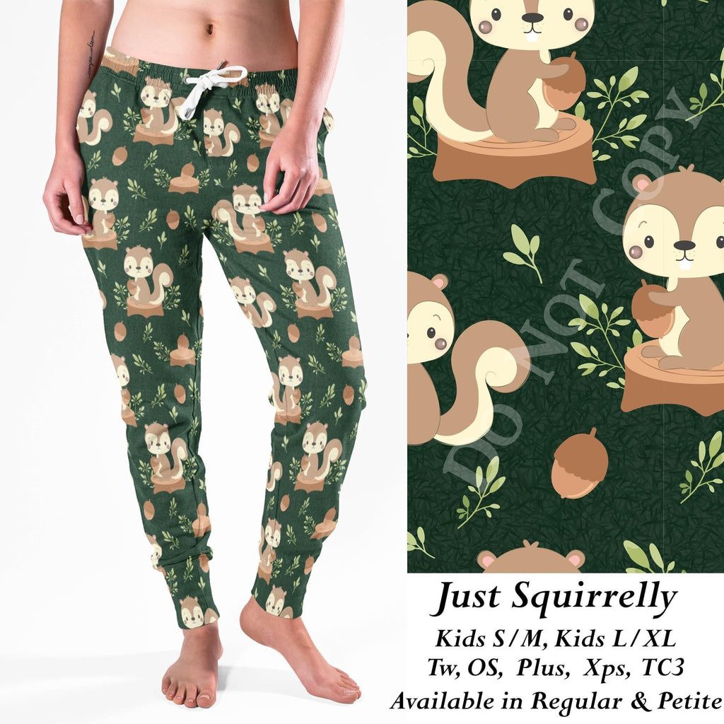 Just Squirrelly leggings, capri, loungers, and joggers