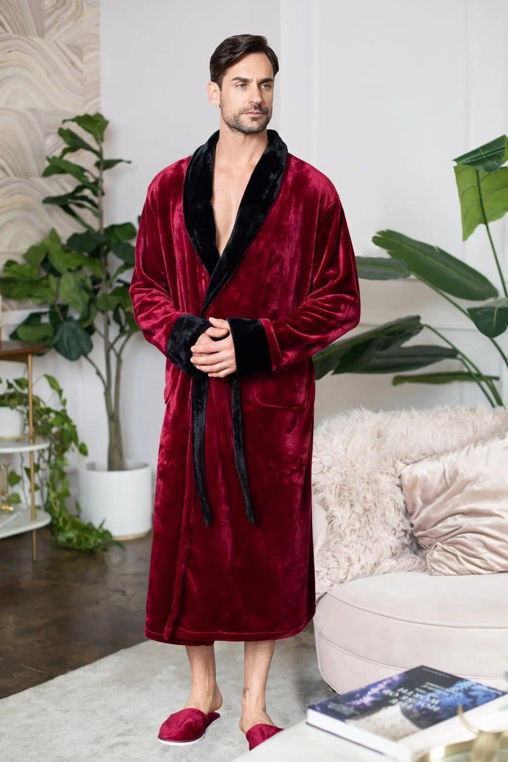 Men's Shawl Collar Fleece Robe Robes