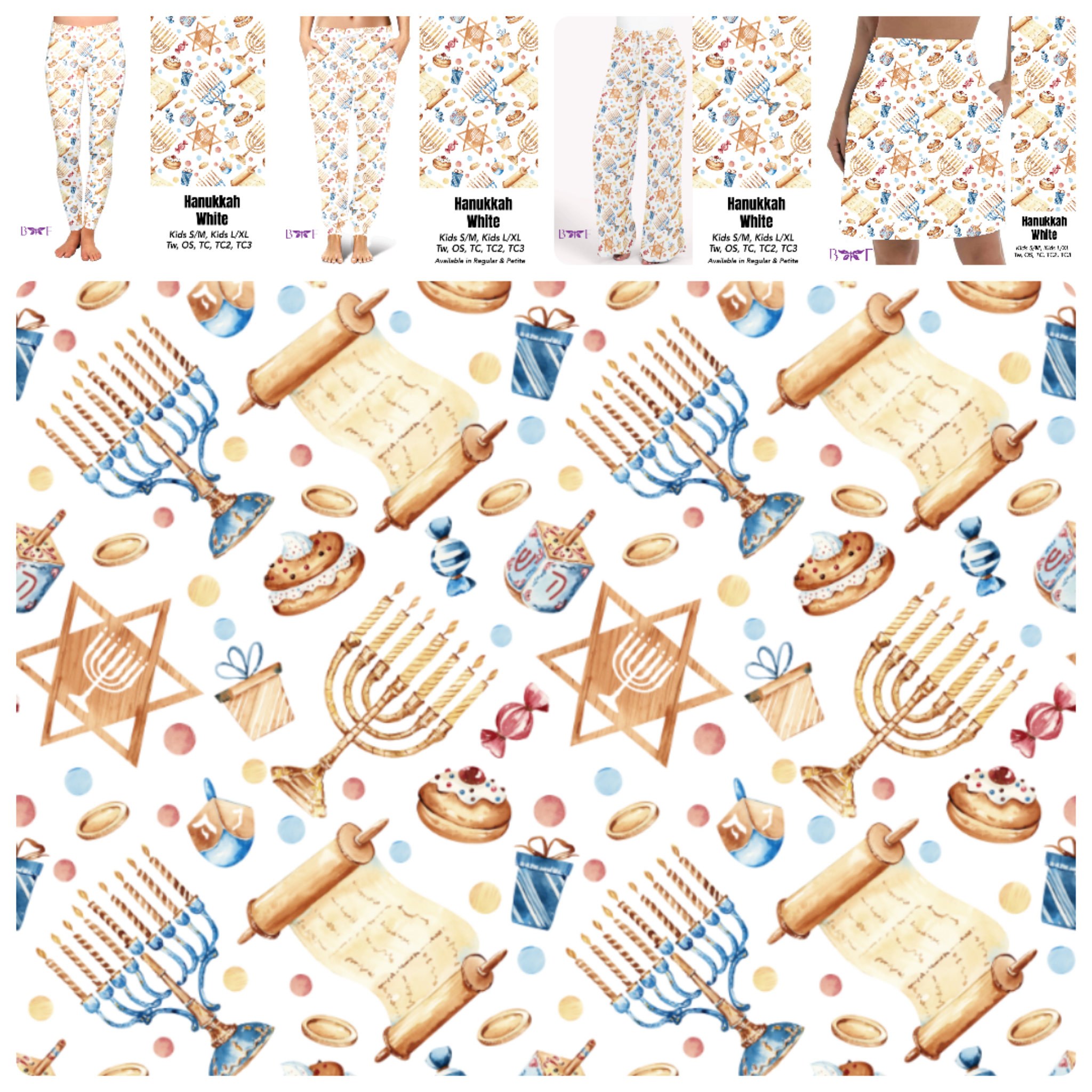 Hanukkah White skorts and capris with pockets