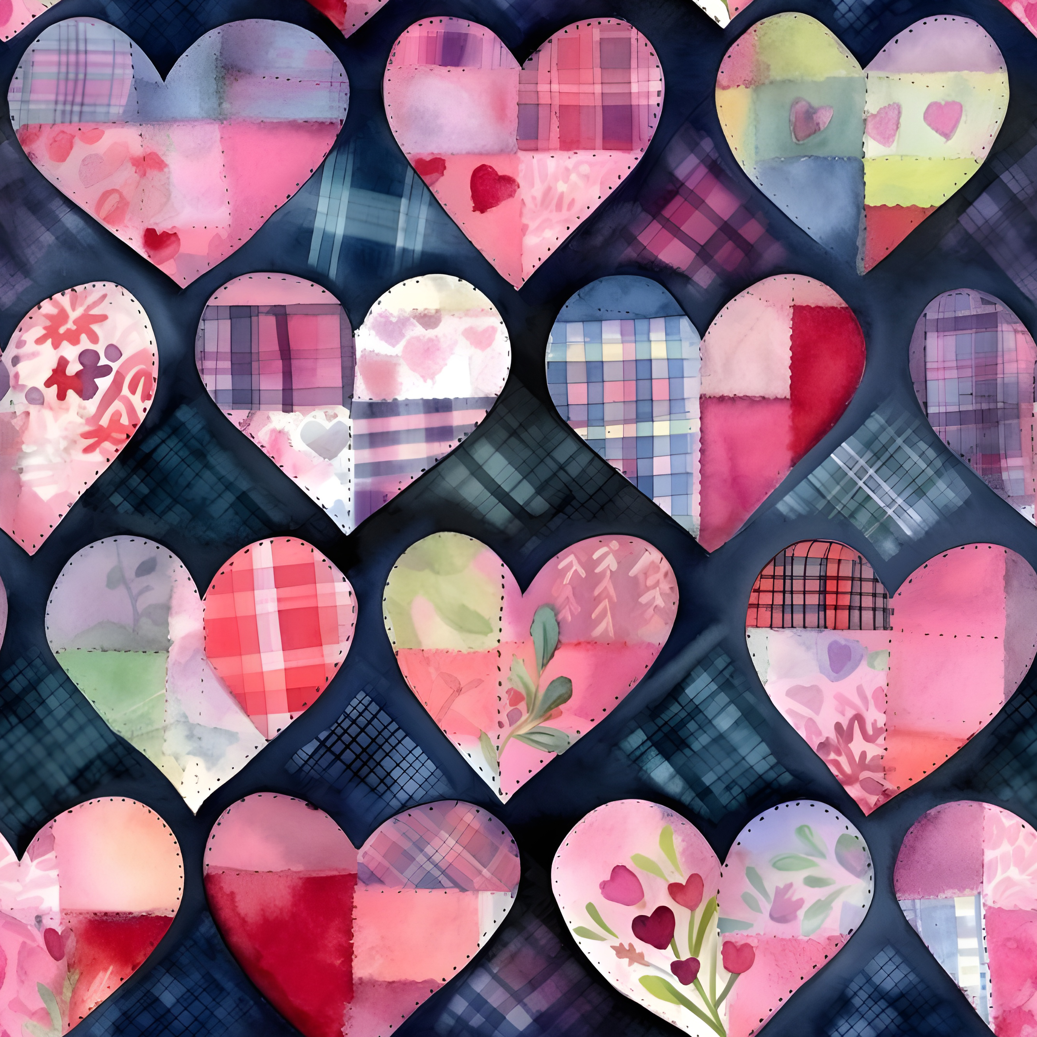 Patchwork Hearts leggings and capris with pockets