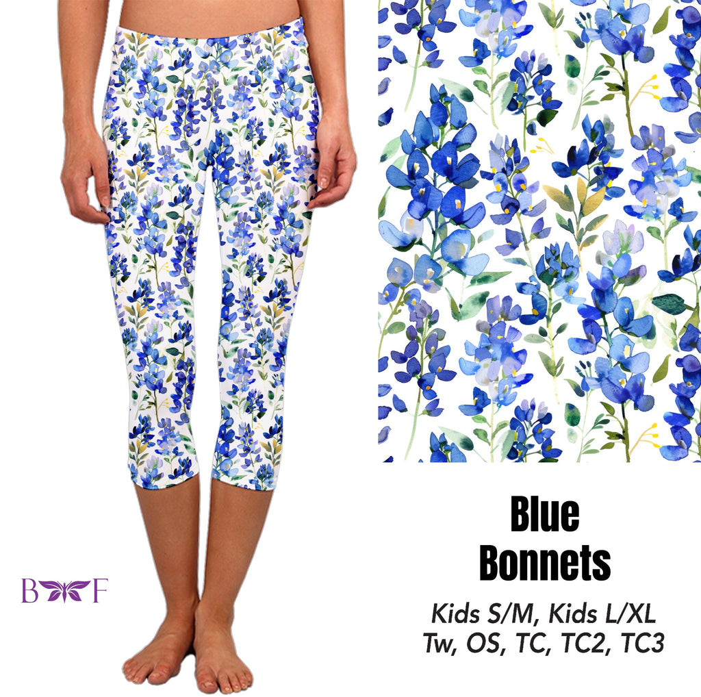 Blue Bonnets leggings and skorts with pockets