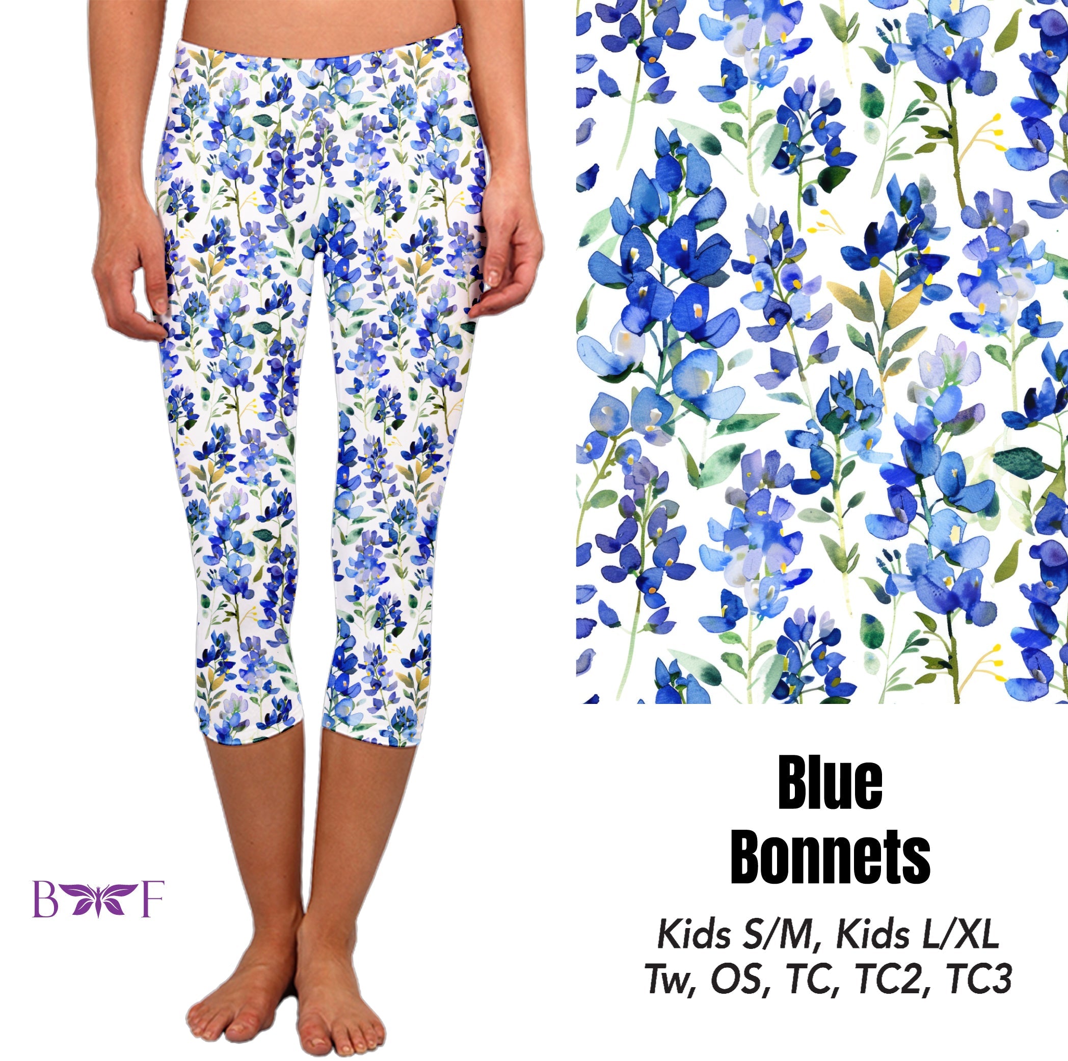 Blue Bonnets leggings and skorts with pockets