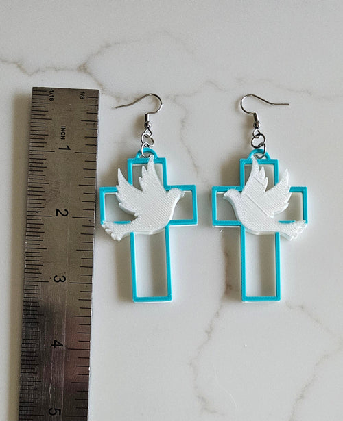 3D PRINTED CHRISTIAN CROSS FAITH EARRINGS - MADE IN THE USA Earrings