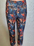 Navy Orange Flowers capris and skorts with pockets