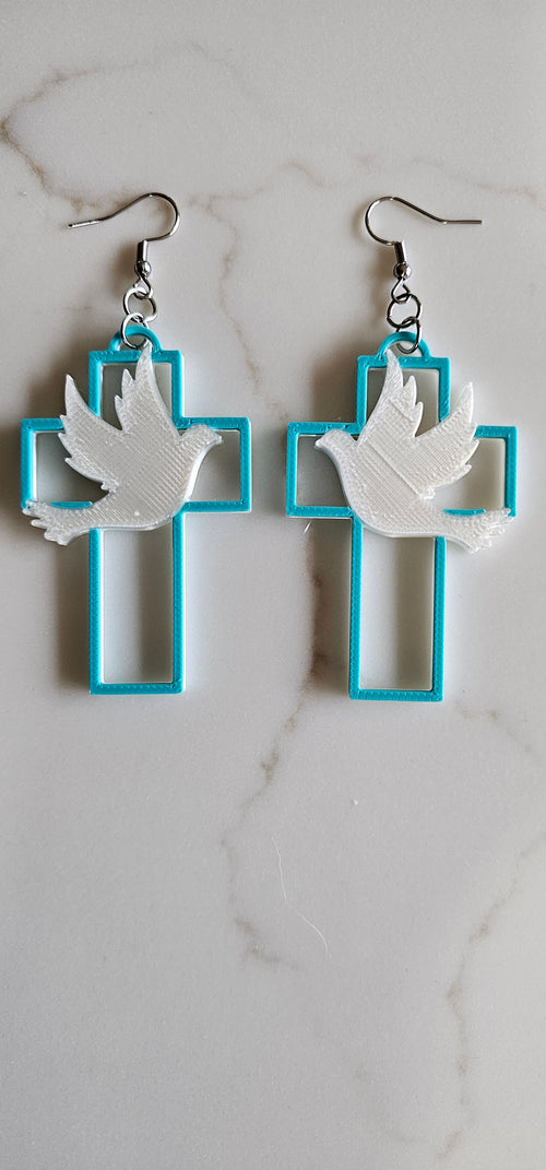 3D PRINTED CHRISTIAN CROSS FAITH EARRINGS - MADE IN THE USA Earrings
