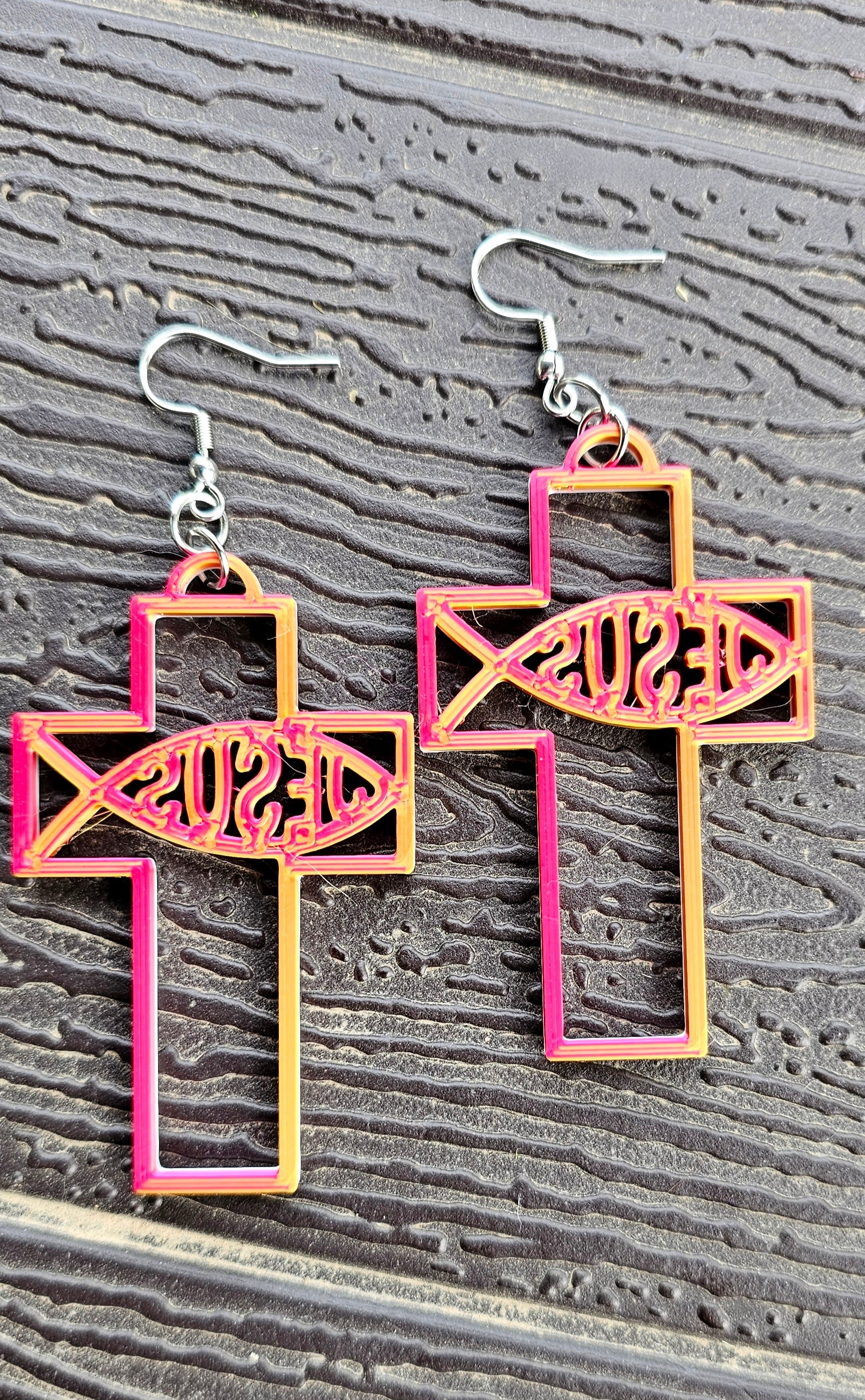 3D Print Christian Cross Faith Earrings Made in America Earrings