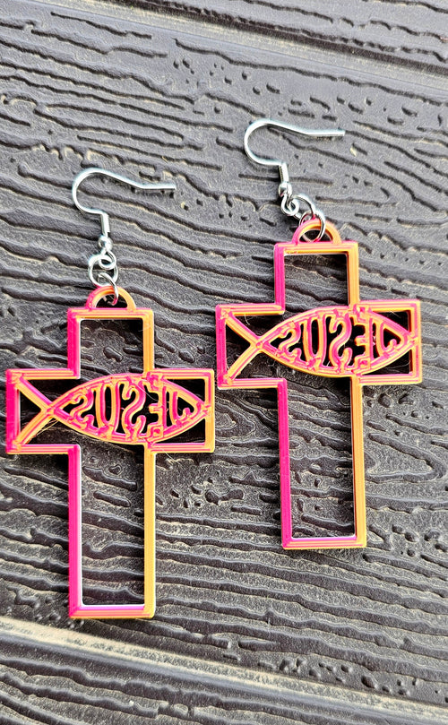 3D PRINT CHRISTIAN CROSS FAITH EARRINGS - MADE IN THE USA Earrings
