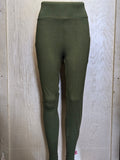 Army green capris and leggings with pockets