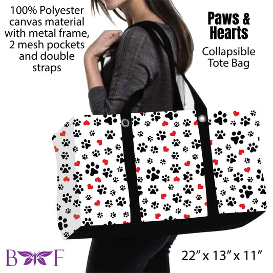 Paws & Hearts tote and 2 inside mesh pockets