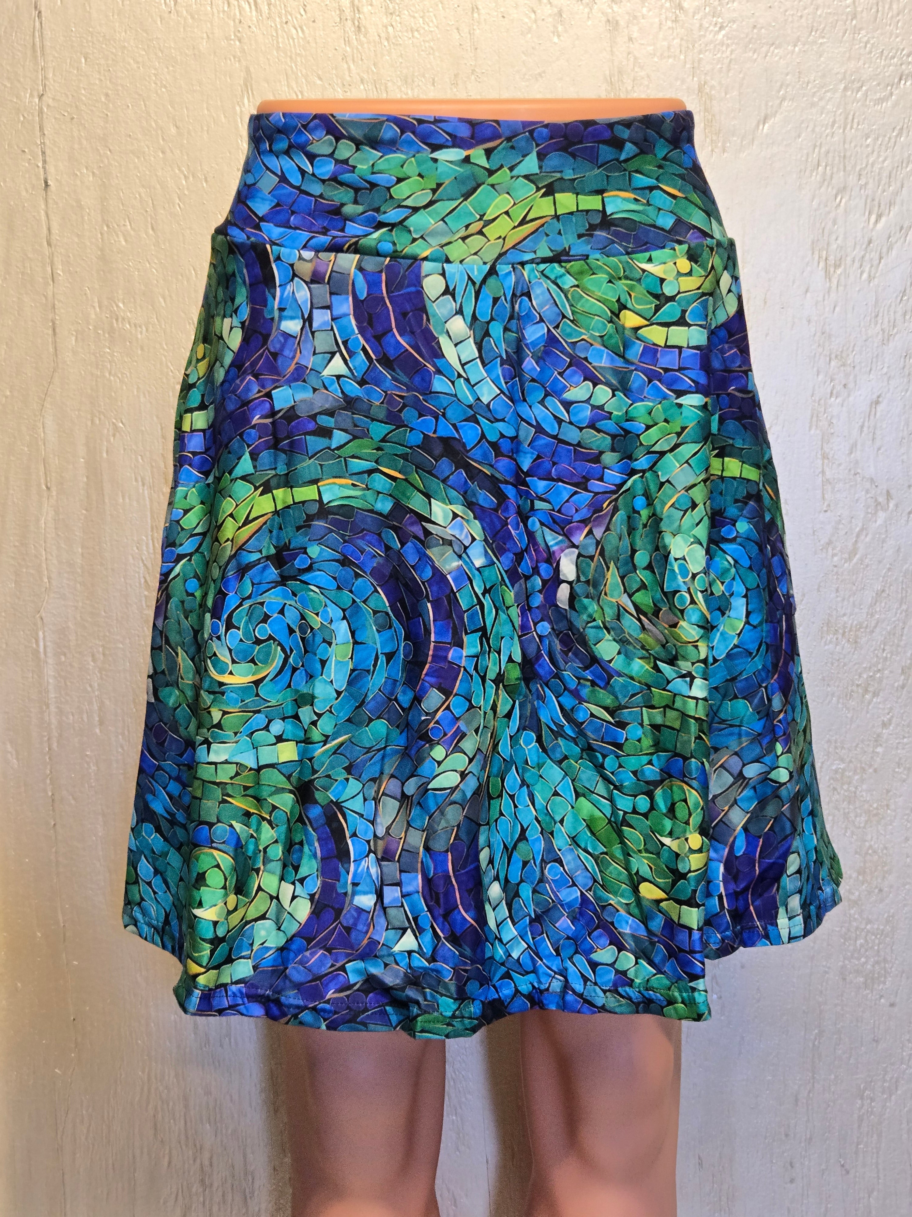 Green Gemstone Swirl  capris and skorts with pockets