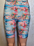 Watercolor Cruise capris and biker shorts with pockets.