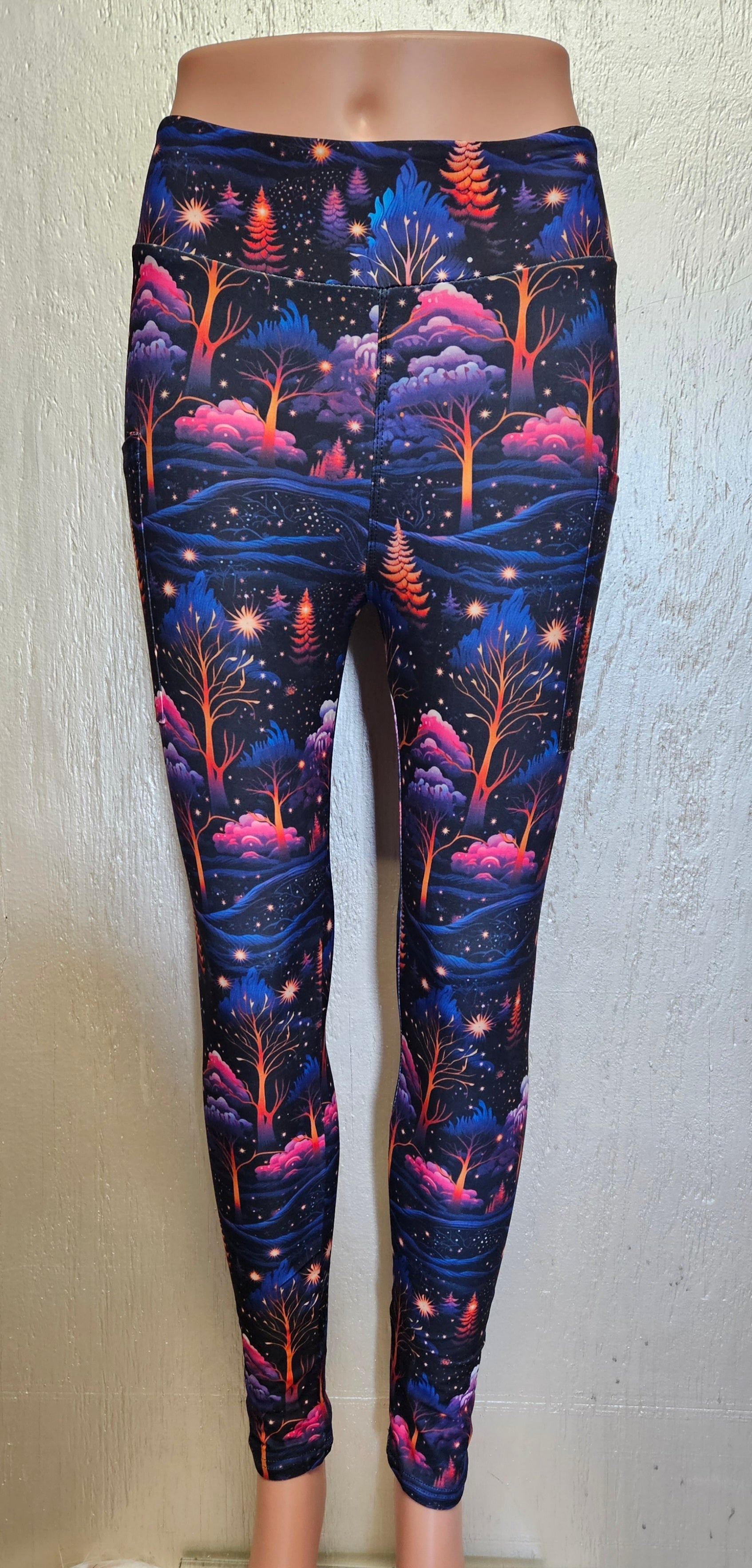 Neon Enchanted Forest leggings and capris with pockets