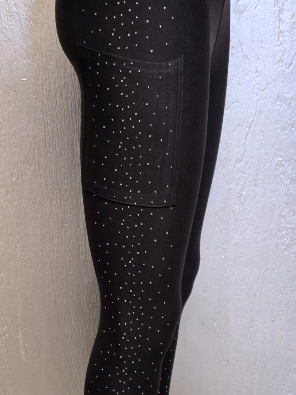 Gemstone black side capris and leggings with pockets REAL GEMSTONES