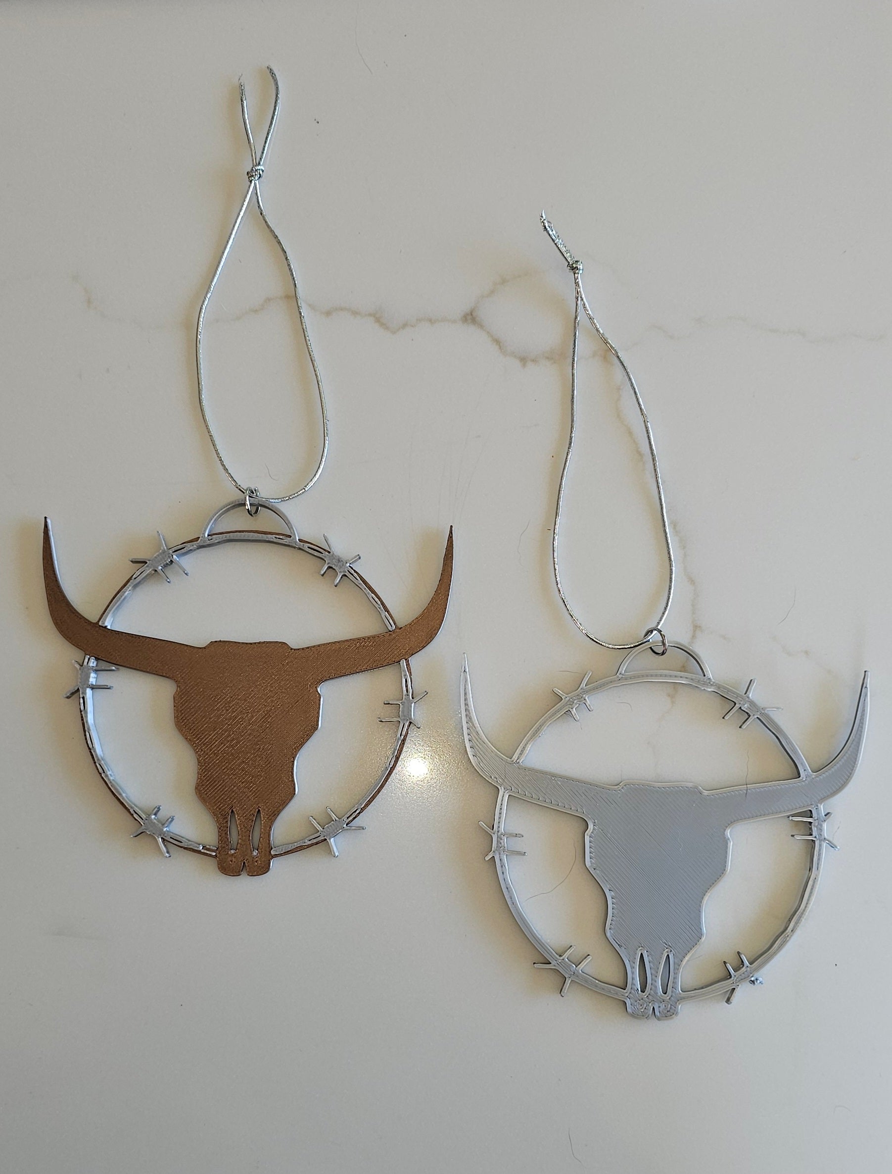 3D PRINT LONGHORN TEXAS RANCH WESTERN BARBWIRE ORNAMENTS ornament