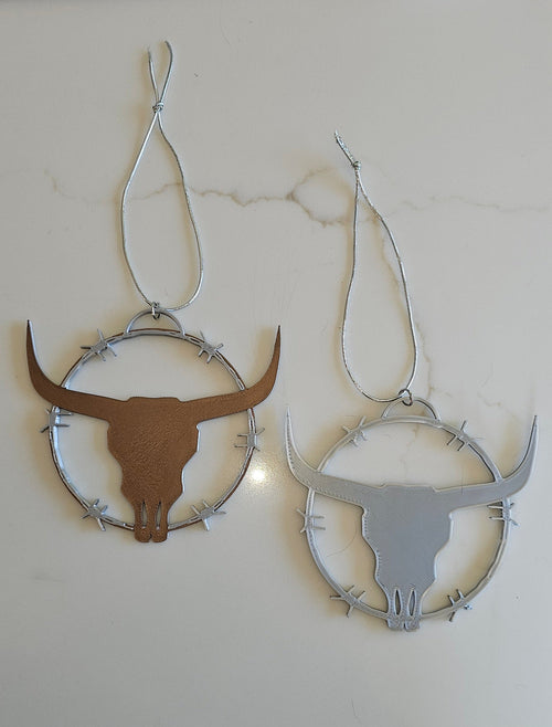 3D PRINT LONGHORN TEXAS RANCH WESTERN BARBWIRE ORNAMENTS ornament