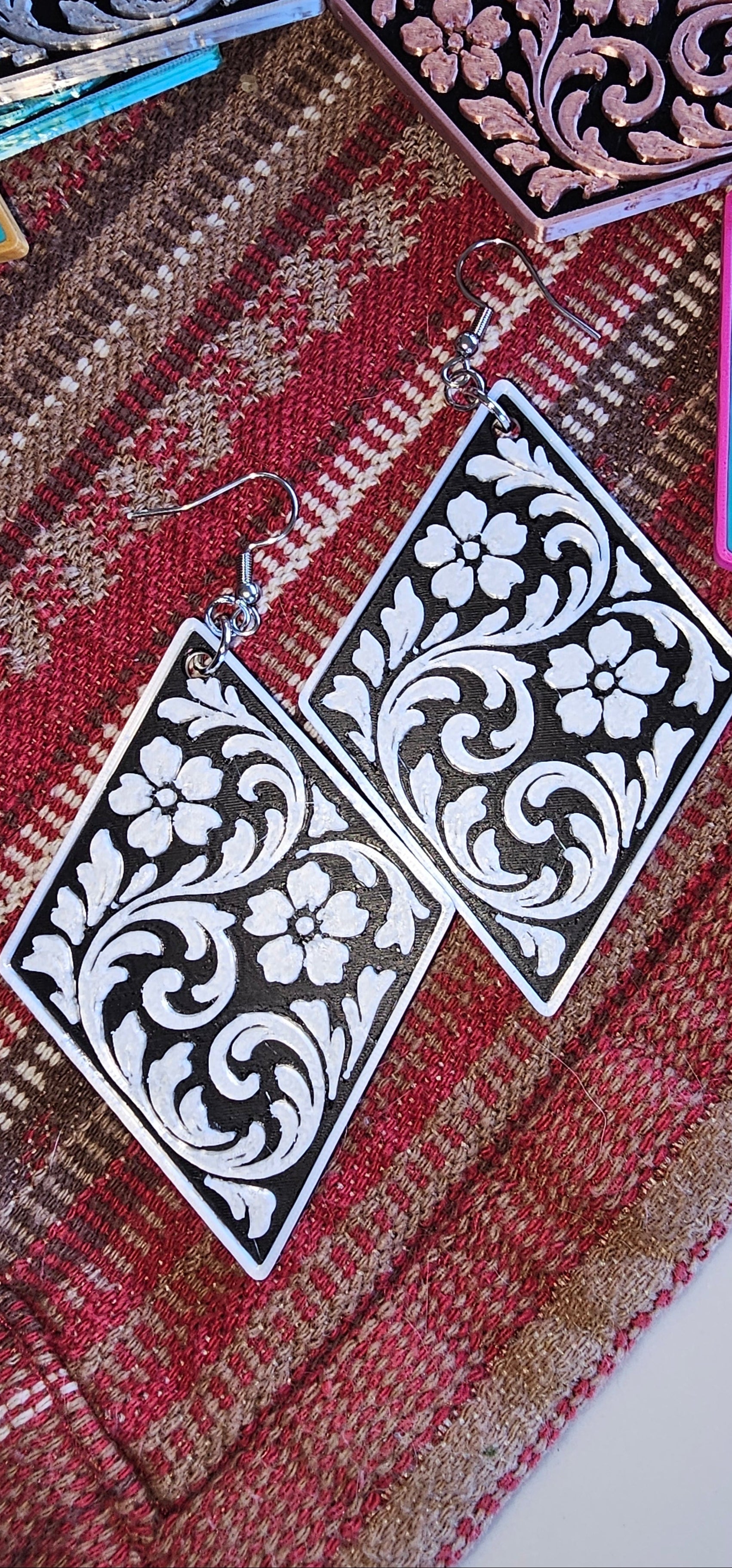 3D PRINTED WESTERN TOOLED FLORAL EARRINGS - MADE IN THE USA! Earrings