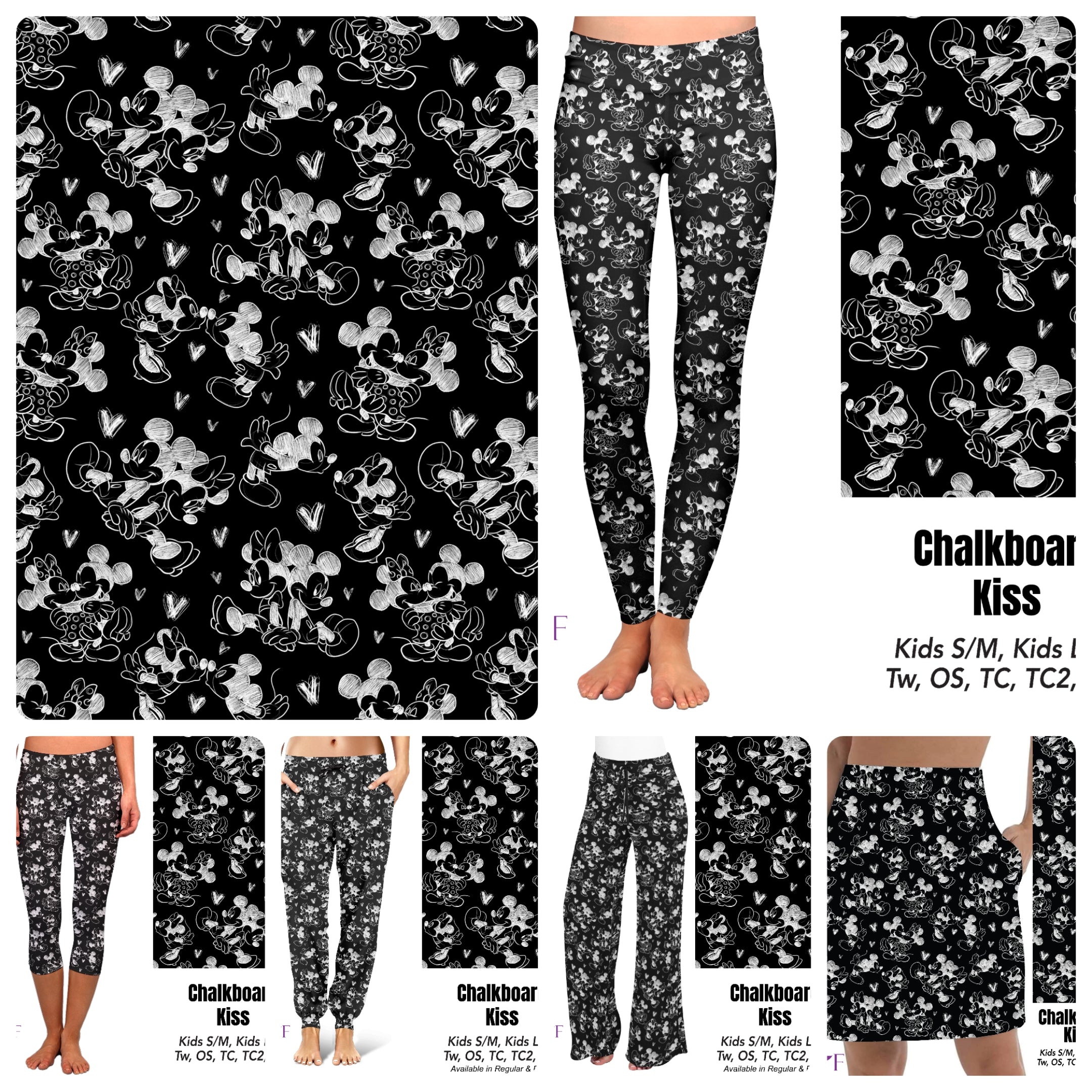Chalkboard Kiss leggings with pockets KIDS SIZES ONLY