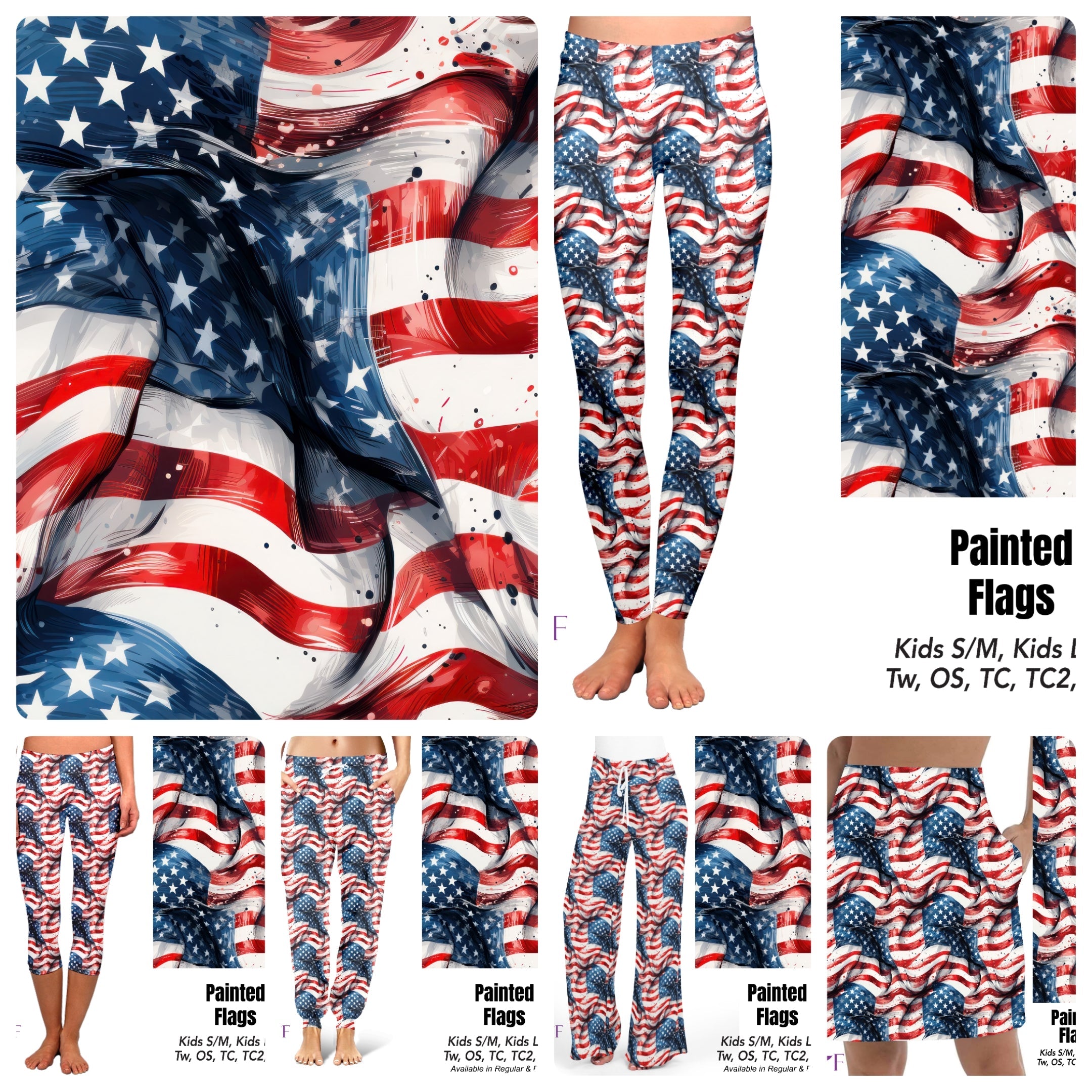 Painted Flags capris and shorts with pockets