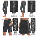 Gemstone Diamond Paisley on Black Faux Denim skorts, leggings and capris with pockets REAL gemstones