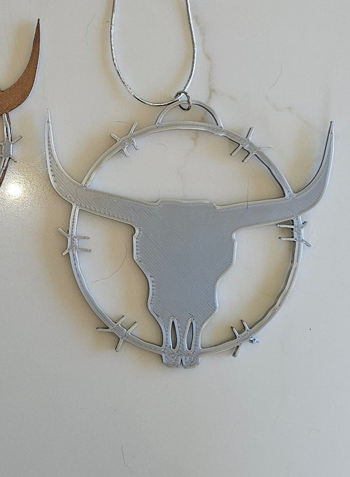 3D PRINT LONGHORN TEXAS RANCH WESTERN BARBWIRE ORNAMENTS ornament