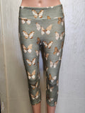 Butterflies On Teal capris with pockets
