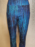 Blue Shimmer Fringe capris with pockets