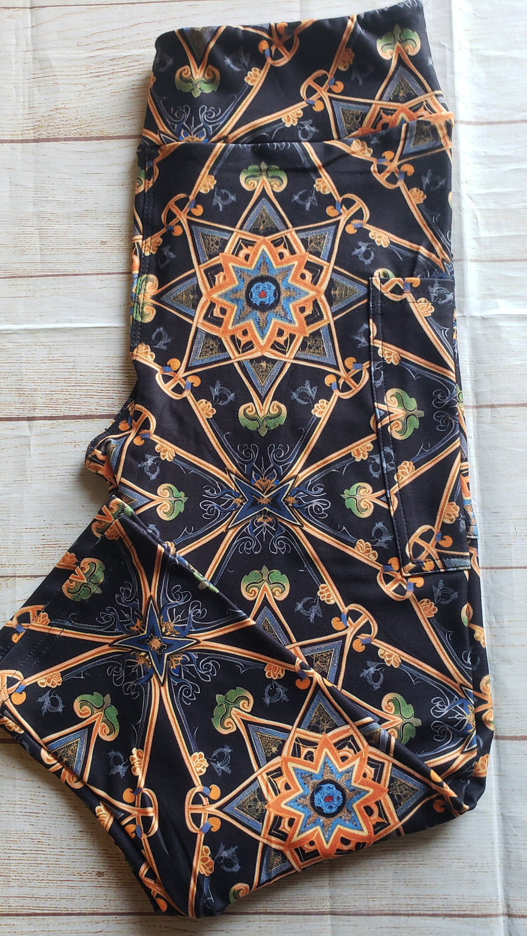 Star of David on black capris with pockets