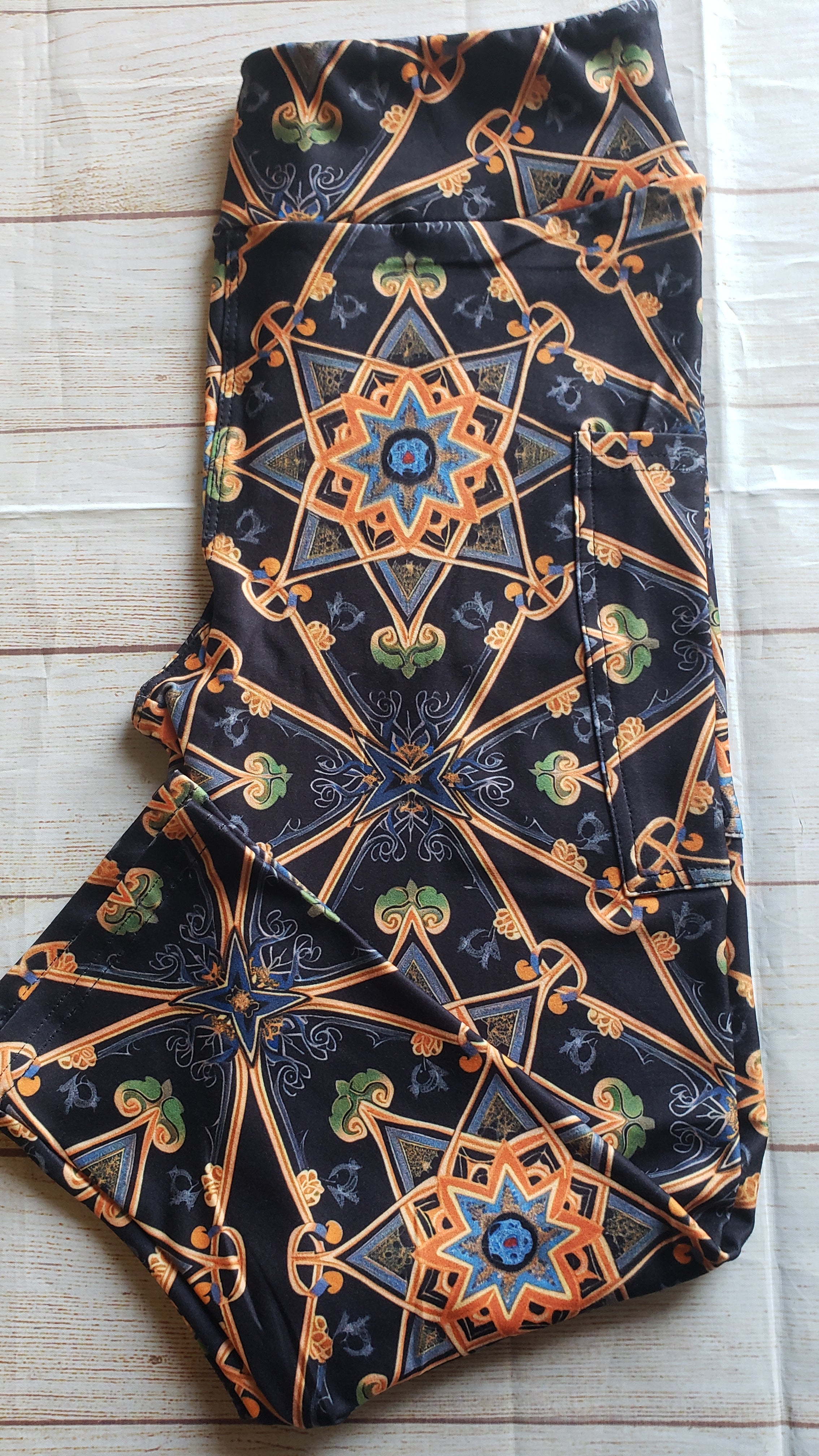 Star of David on black capris with pockets