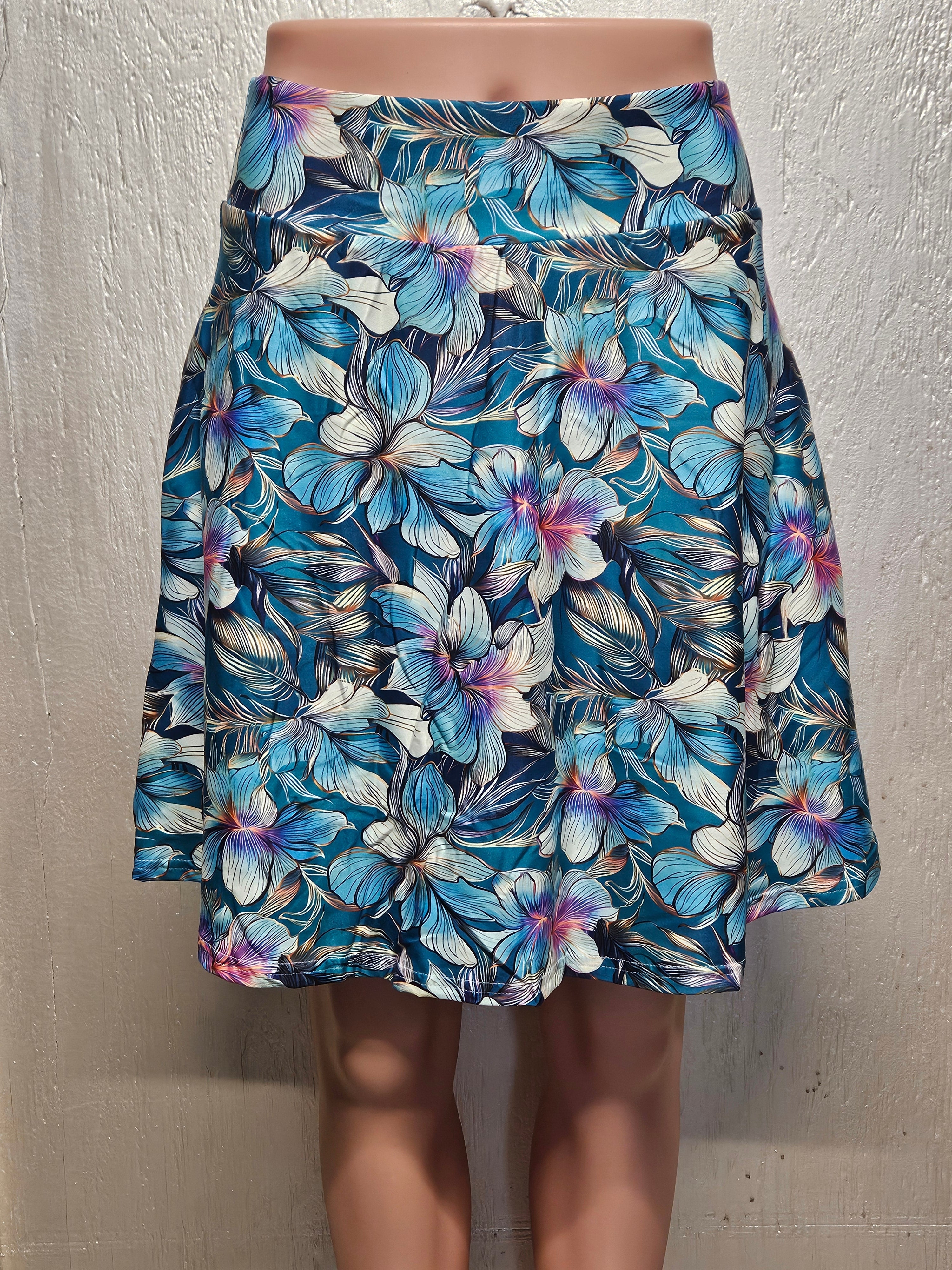 Magic Flowers On Teal skorts and capris with pockets