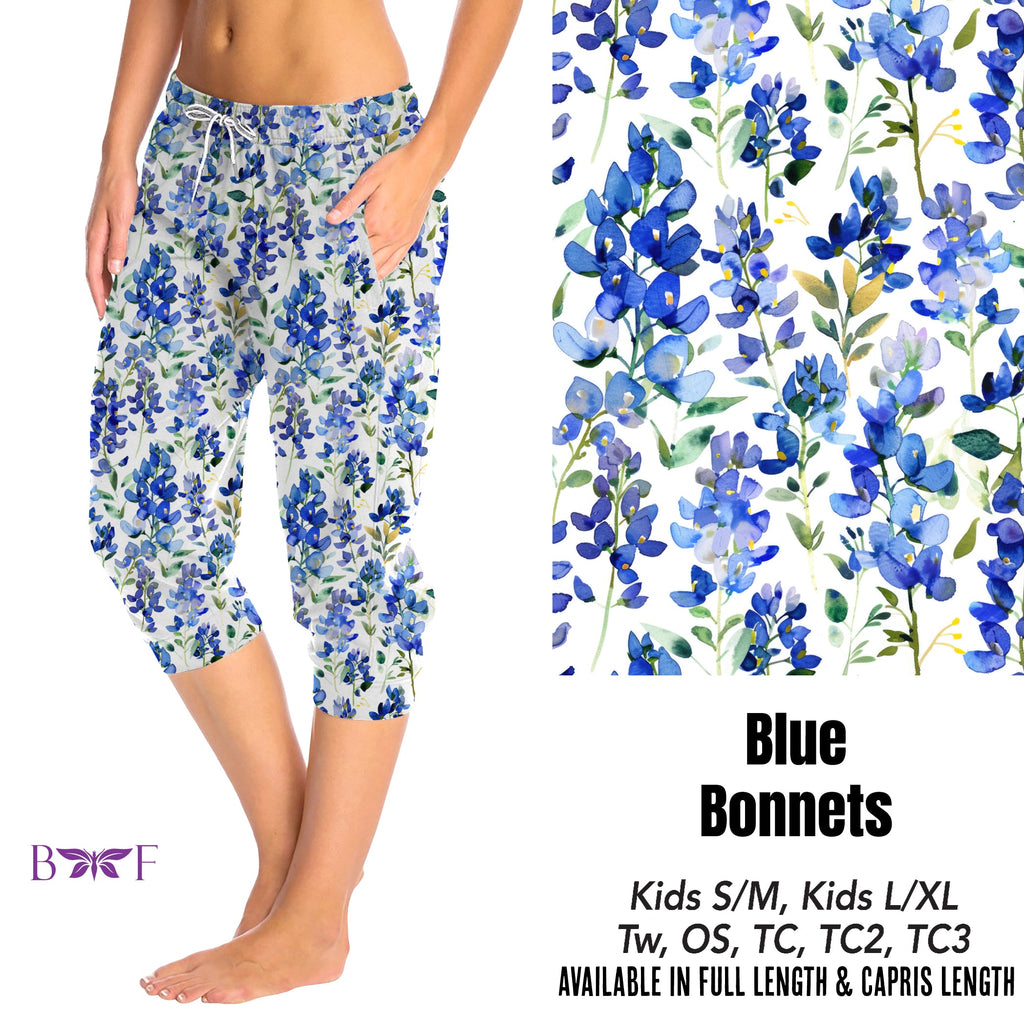 Blue Bonnets leggings and skorts with pockets