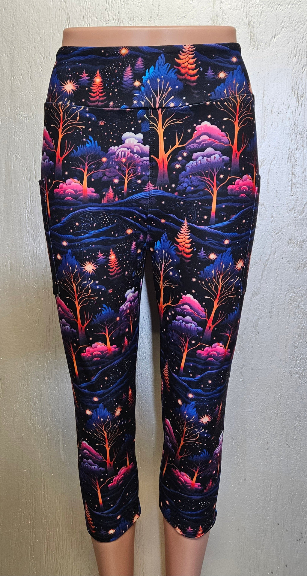 Neon Enchanted Forest leggings and capris with pockets