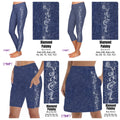 Gemstone Diamond Paisley on Blue Faux Denim capris with pockets REAL gemstones