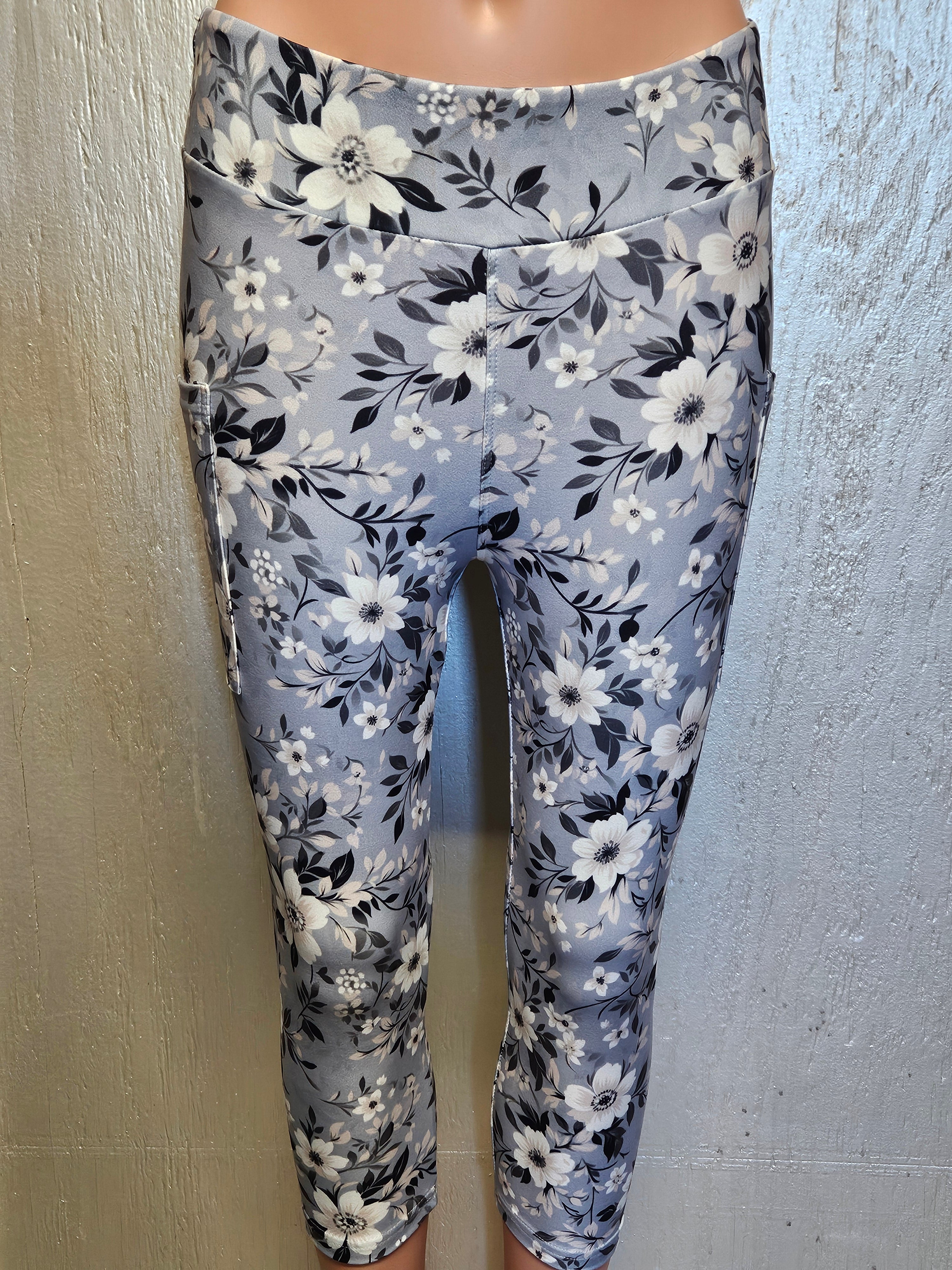 Grey Floral capris and skorts with pockets