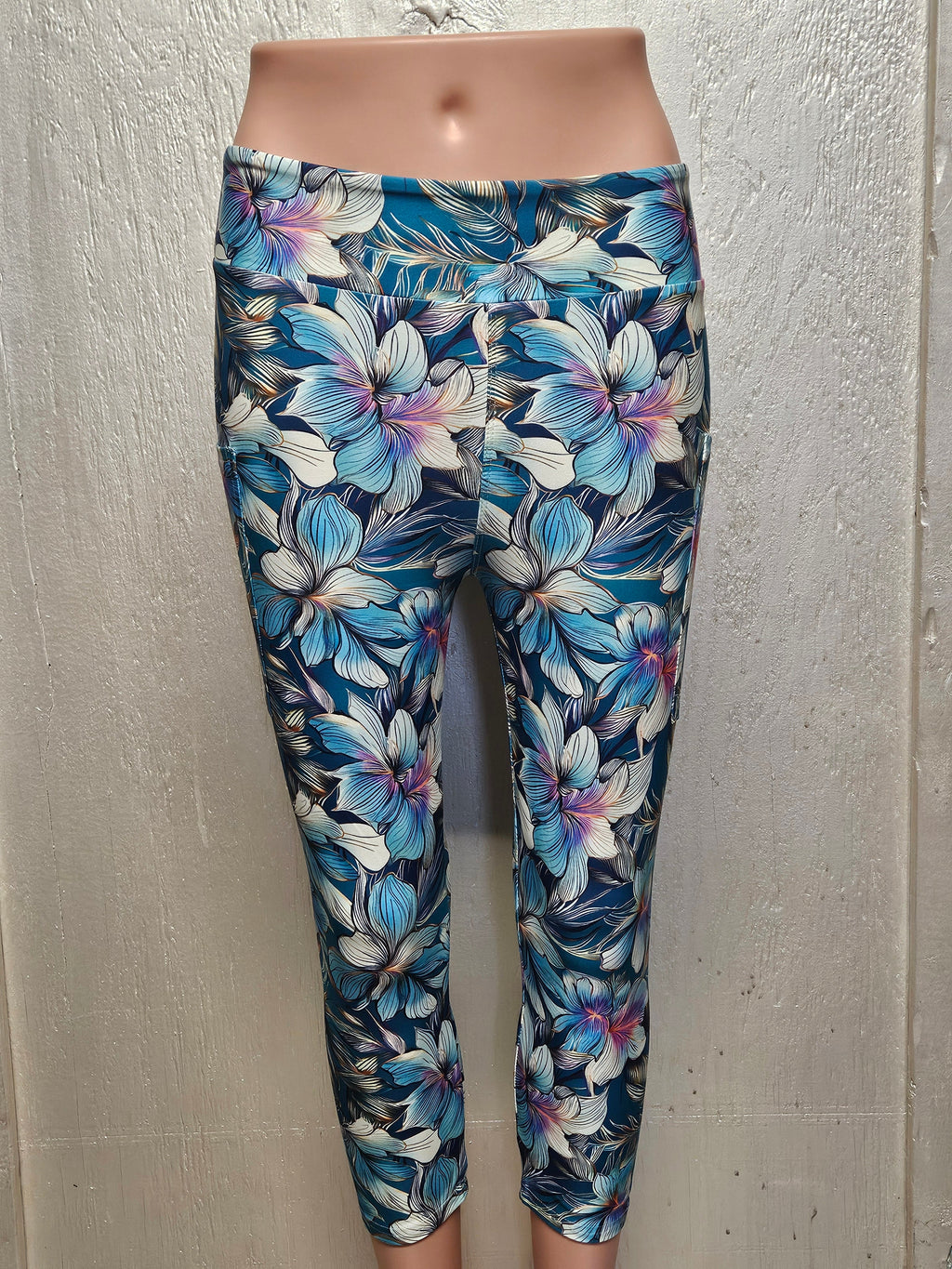 Magic Flowers On Teal skorts and capris with pockets