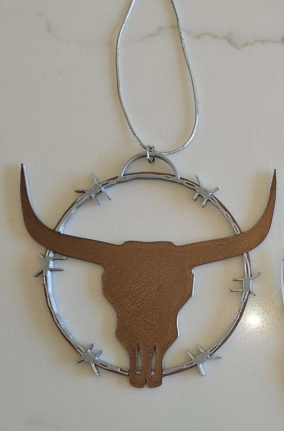 3D PRINT LONGHORN TEXAS RANCH WESTERN BARBWIRE ORNAMENTS ornament