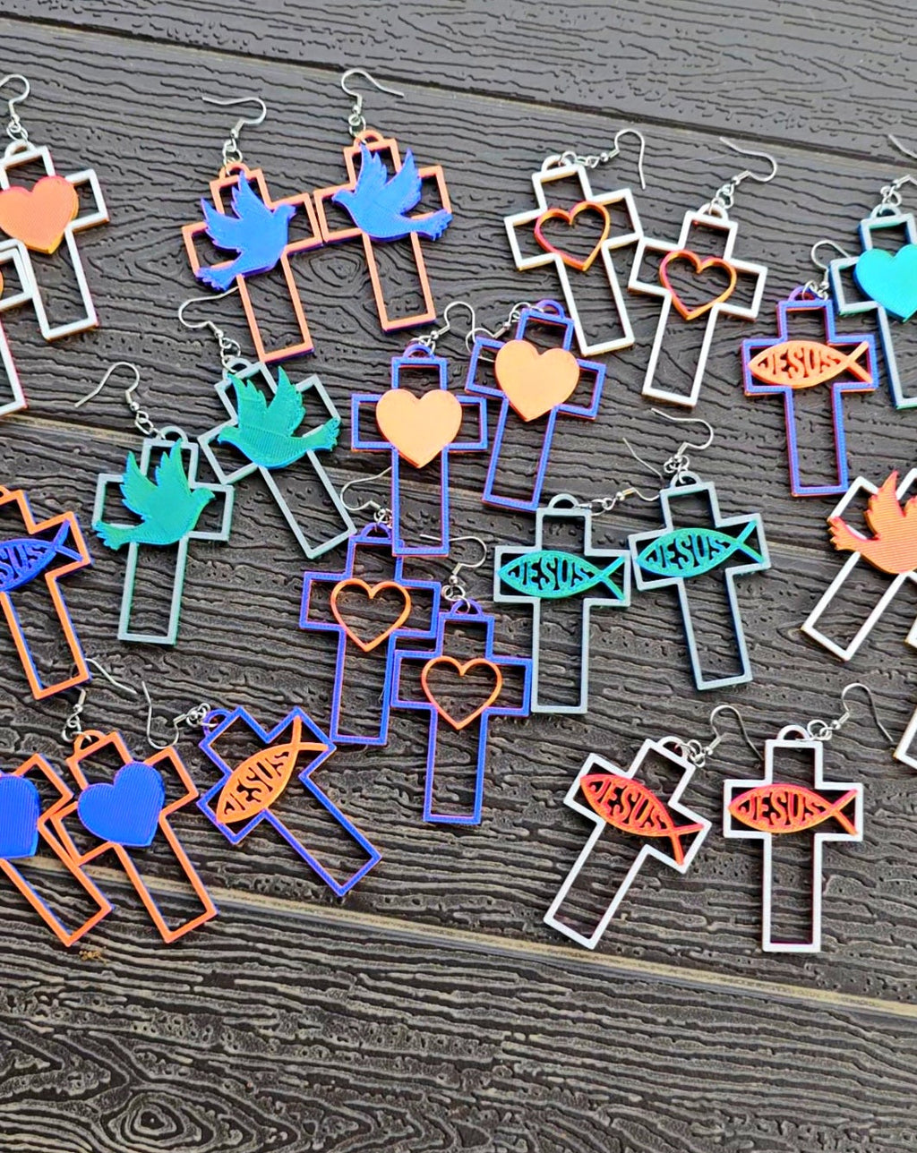 3D Print Christian Cross Faith Earrings Made in America Earrings