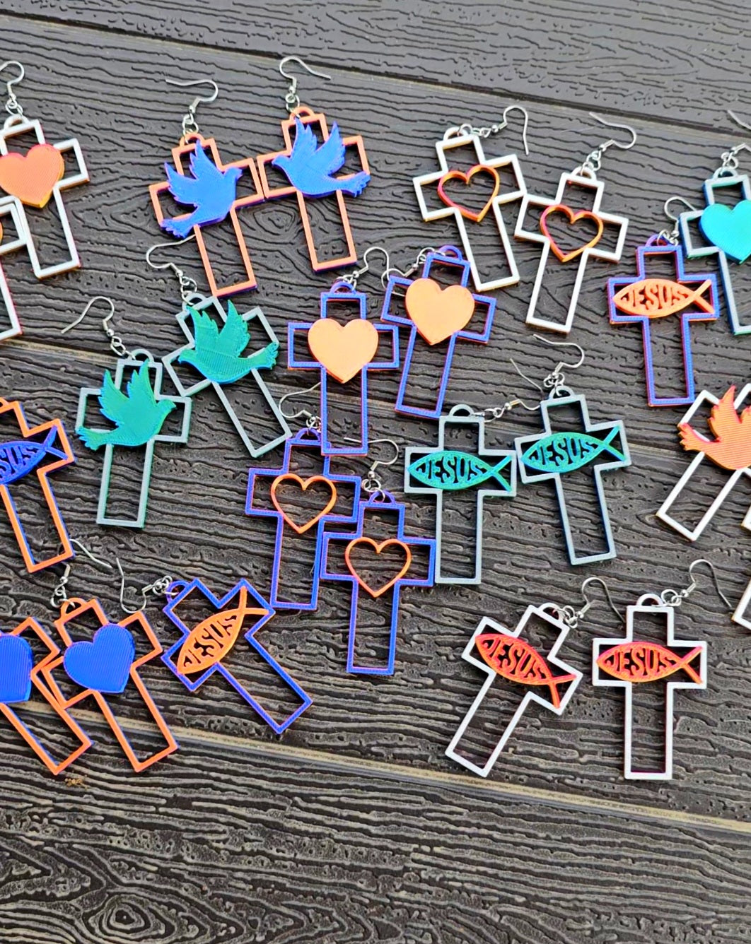 3D Print Christian Cross Faith Earrings Made in America Earrings
